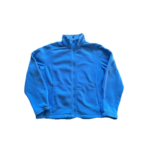 LL Bean Fleece Jacket Women's XL zip Up Light Blue Outdoors Hiking Casual Warm - Picture 1 of 13